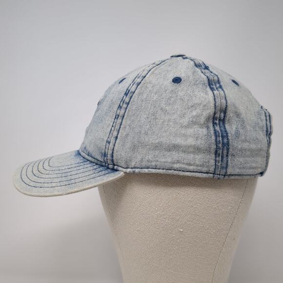 Adidas Baseball Cap Blue One Size Adjustable Embroidered Trefoil Denim Cotton - Picture 3 of 9